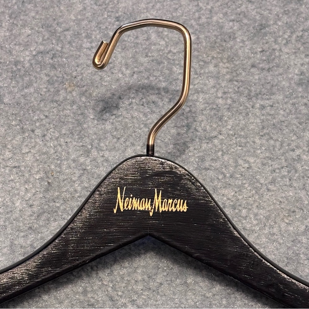 Neiman Marcus Vintage Black Wooden Hanger boutique display luxury closet